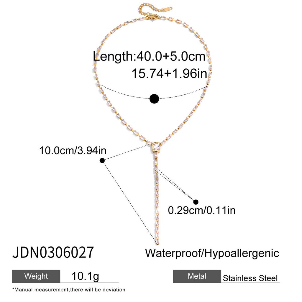 Zircon y Chain Necklace Long Necklace Accessory for Women Stainless Steel Jewelry for Women