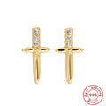 Cross Evil Eye Moon 925 Sterling Silver Earrings — pair presentation — alternate angle 2 — jewelry finish and design detail