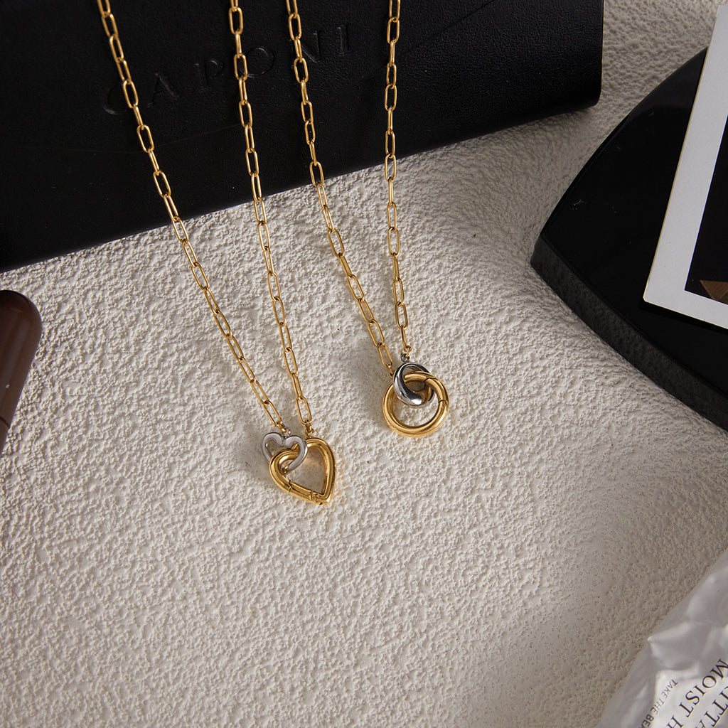 DIY Heart-shaped Necklace with Clasp for Women, Stainless Steel Collarbone Chain Jewelry