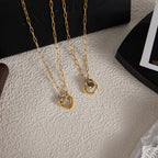 DIY Heart-shaped Necklace with Clasp for Women, Stainless Steel Collarbone Chain Jewelry