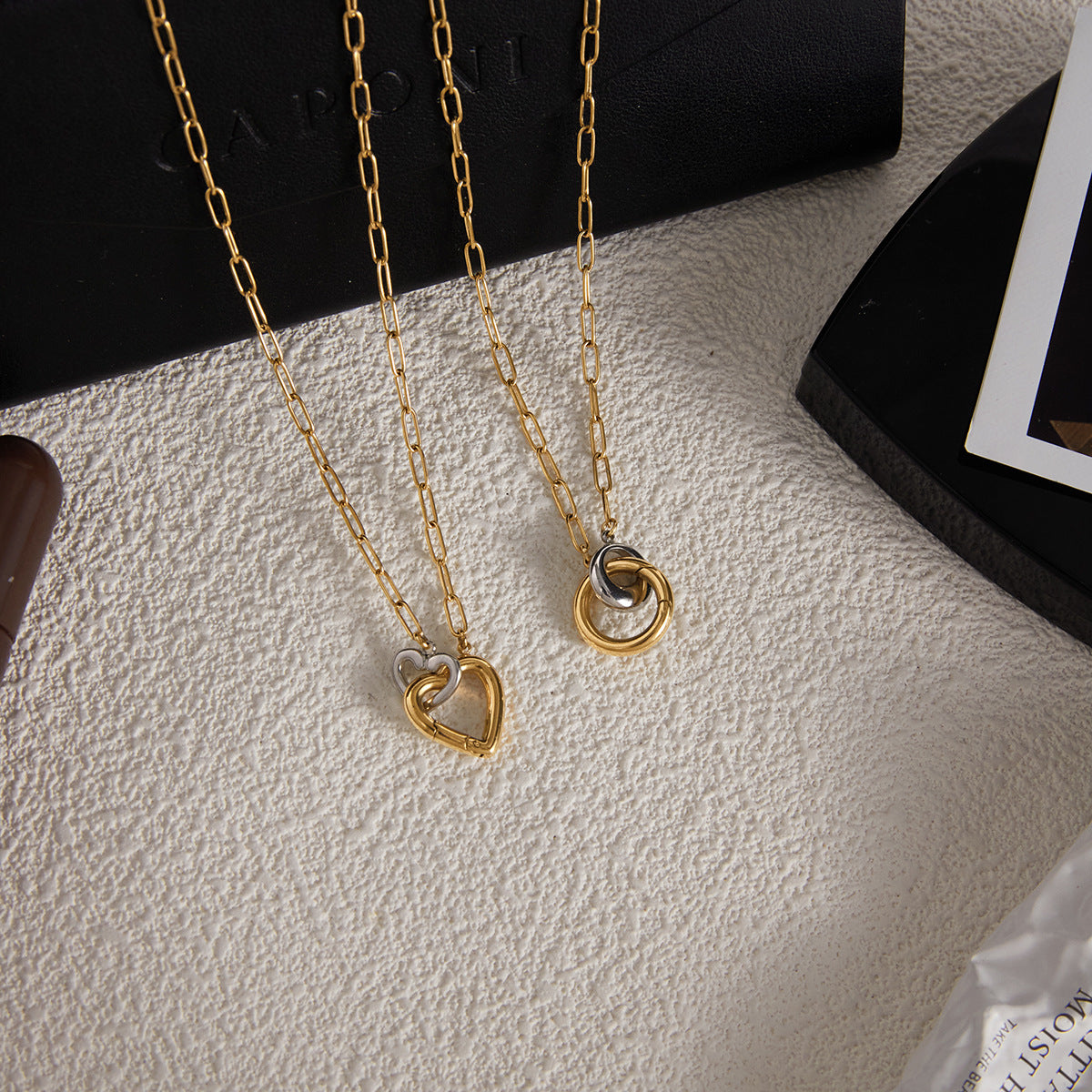 DIY Heart-shaped Necklace with Clasp for Women, Stainless Steel Collarbone Chain Jewelry