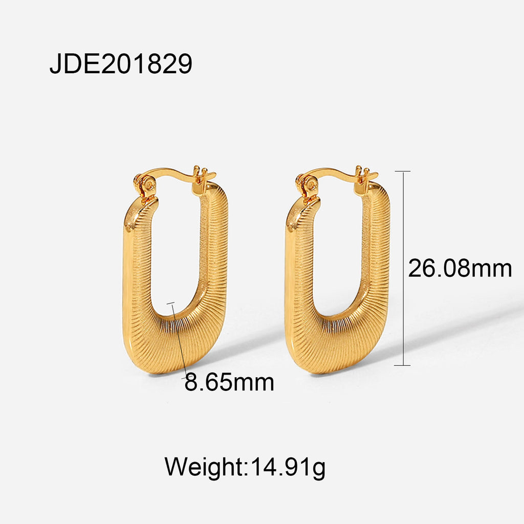 2H Fashionable Simple  Earrings Studs 18K Gold Stainless Steel Geometric Earrings Jewelry for Women