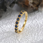 R0583 Minimalist Monochrome Design Ring for Women Versatile with Blue Zircon Stone Cool and Simple