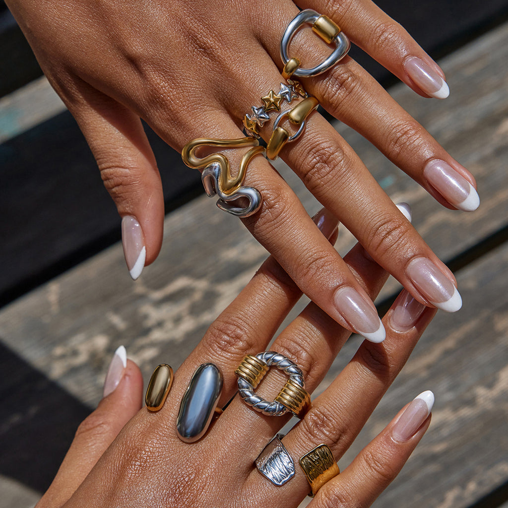 Color Block Ring Non-Fading Jewelry for Women Stainless Steel ring