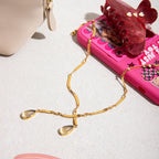 Stainless Steel Water Drop Glass Pendant Necklace Collarbone Chain Non-Fading Jewelry