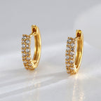 E0602 Creative Asymmetric Design Earrings for Women Brass Gold-Plated Single Row Micro-Inlaid White Zircon Hoop Earrings