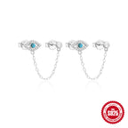 S925Sterling Silver Moon Heart Tassel Inlaid Diamond Ear Thread Hoop Earrings Stud Earrings Hot Sale Evil Eye Ear Jewelry
