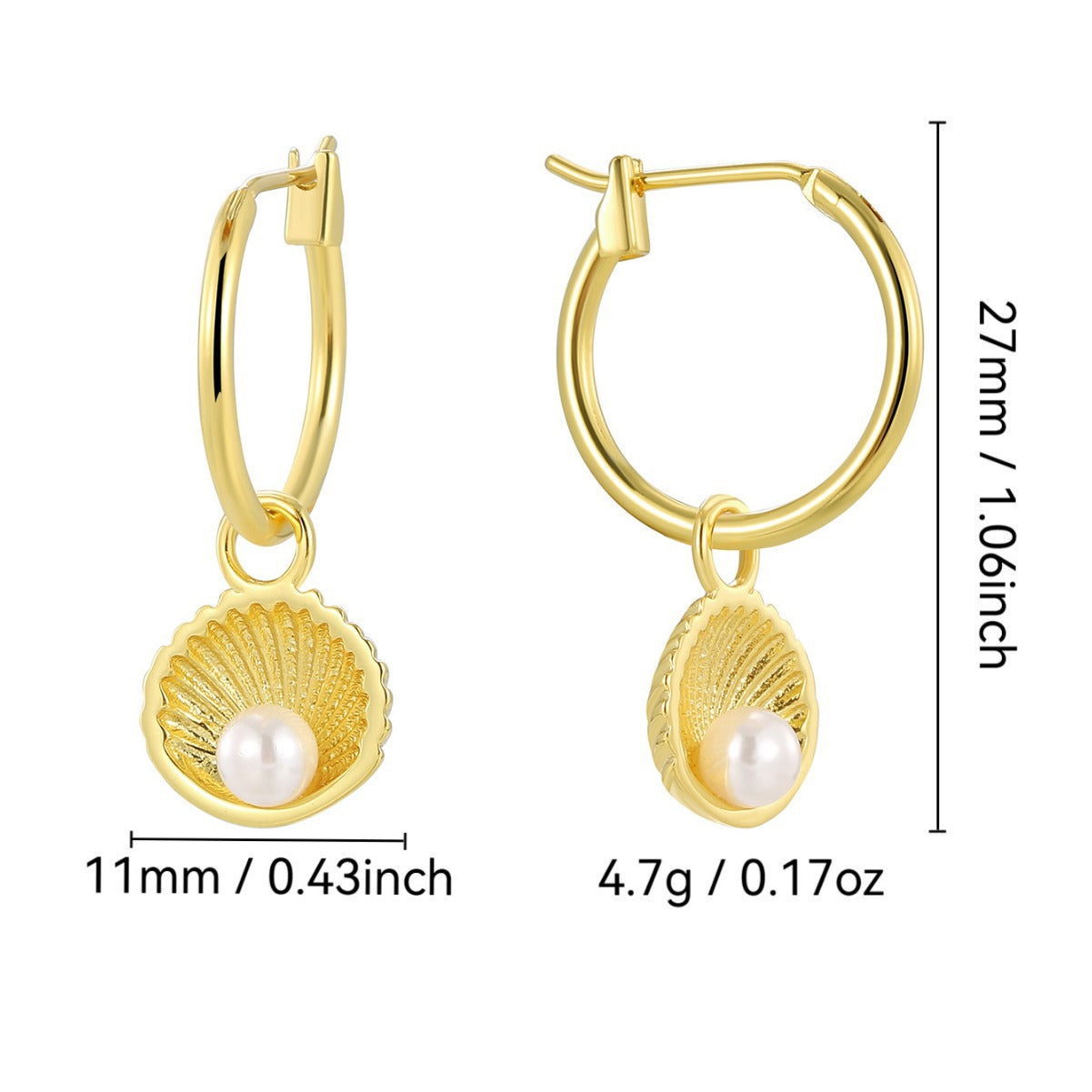 E0829 retro Elegant Design Earrings Female Shell Shape Inlaid Shell Beads Ear Jewelry