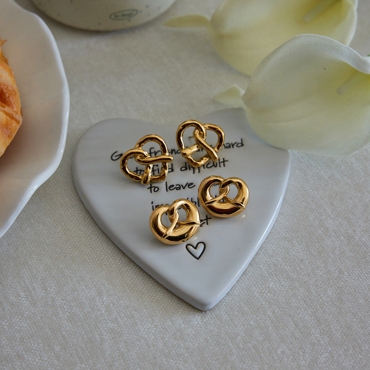 Heart-shaped Earrings Studs Non-fading Ear Jewelry Stainless Steel Accessories for Women
