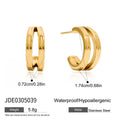 Modern Gold-Plated Stainless Steel Stud Earrings — Defined Silhouette — close-up detail — jewelry finish and design detail