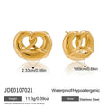 Gold-Plated Heart Stainless Steel Stud Earrings — Contemporary Edit — alternate product view — jewelry finish and design detail