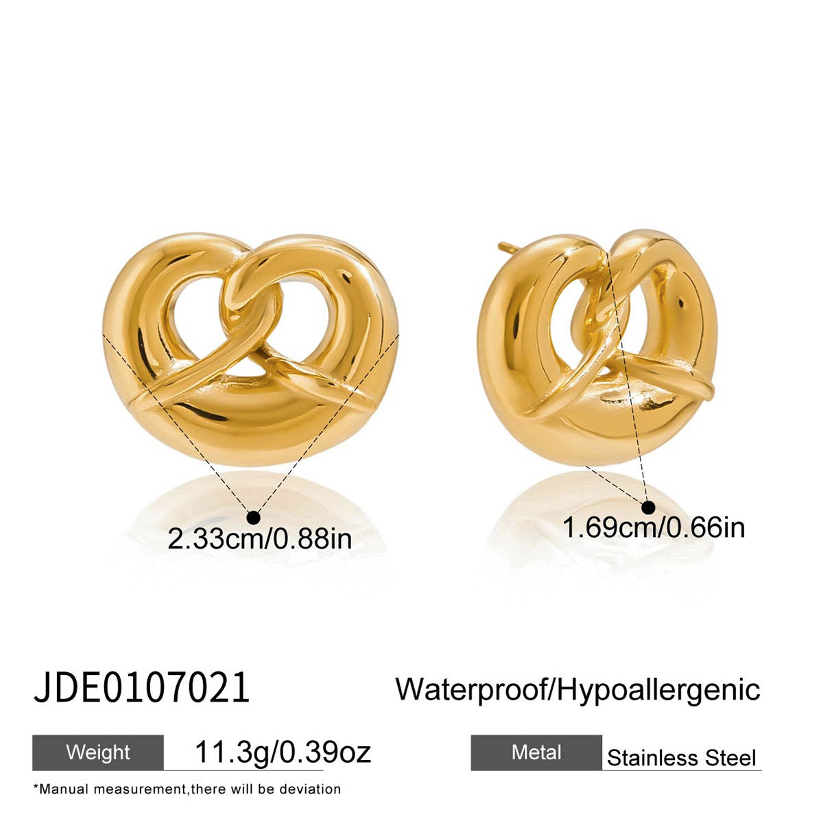 Heart-shaped Earrings Studs Non-fading Ear Jewelry Stainless Steel Accessories for Women