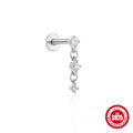 Zircon Tassel 925 Sterling Silver Cartilage Stud Earrings — decorative detail — jewelry finish and design detail