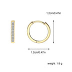 E0410 Textured Circle Small Earrings with Inlaid Diamonds, Round Full Diamond Ear Clips, Real Gold Plated, Stackable, Unisex Trendy