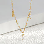 N0188 New Fashion Design White Zircon Necklace for Women Simple Versatile Tassel Chain Collarbone Chain