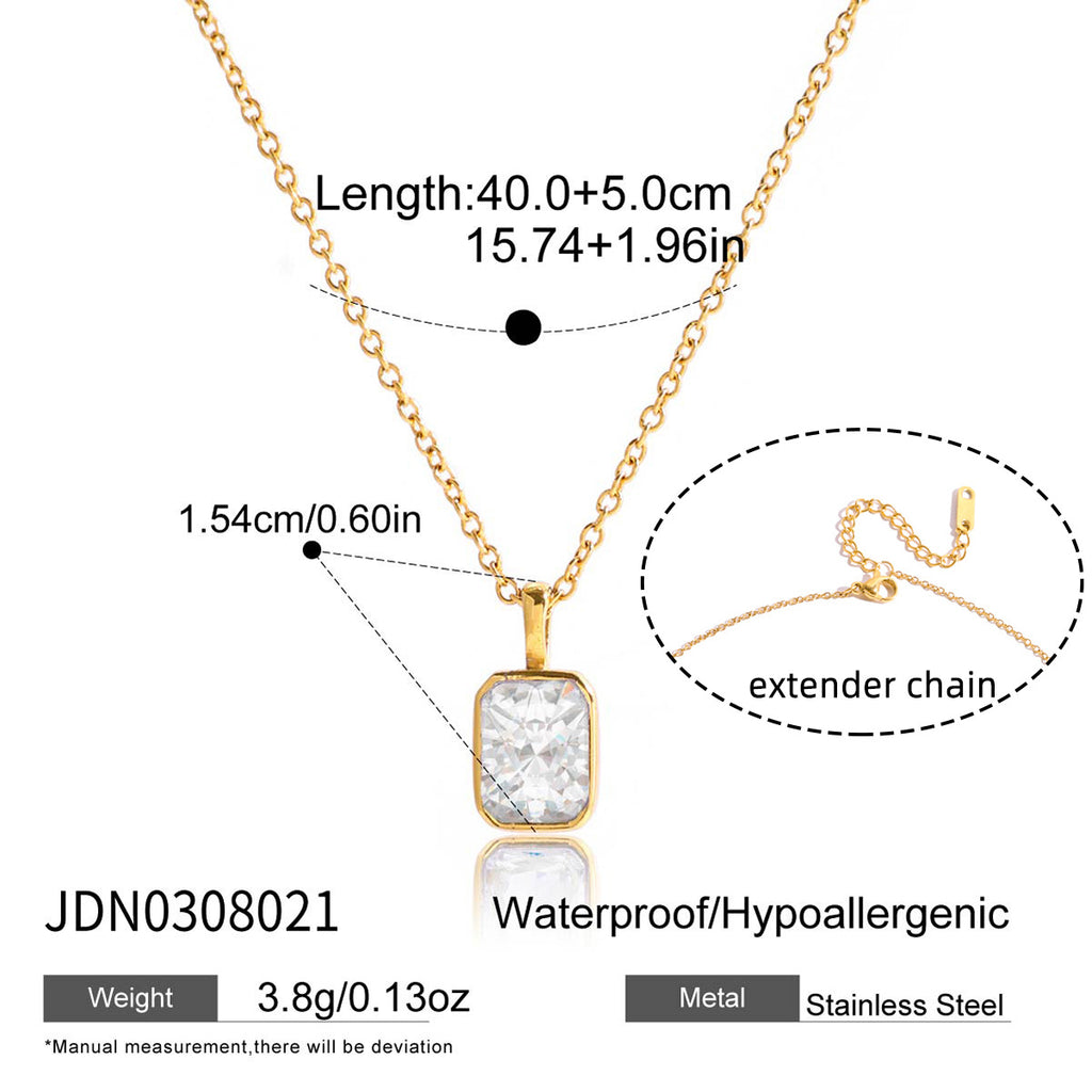 18k Zircon Necklace Collarbone Chain Non-Fading Jewelry Stainless Steel Accessories