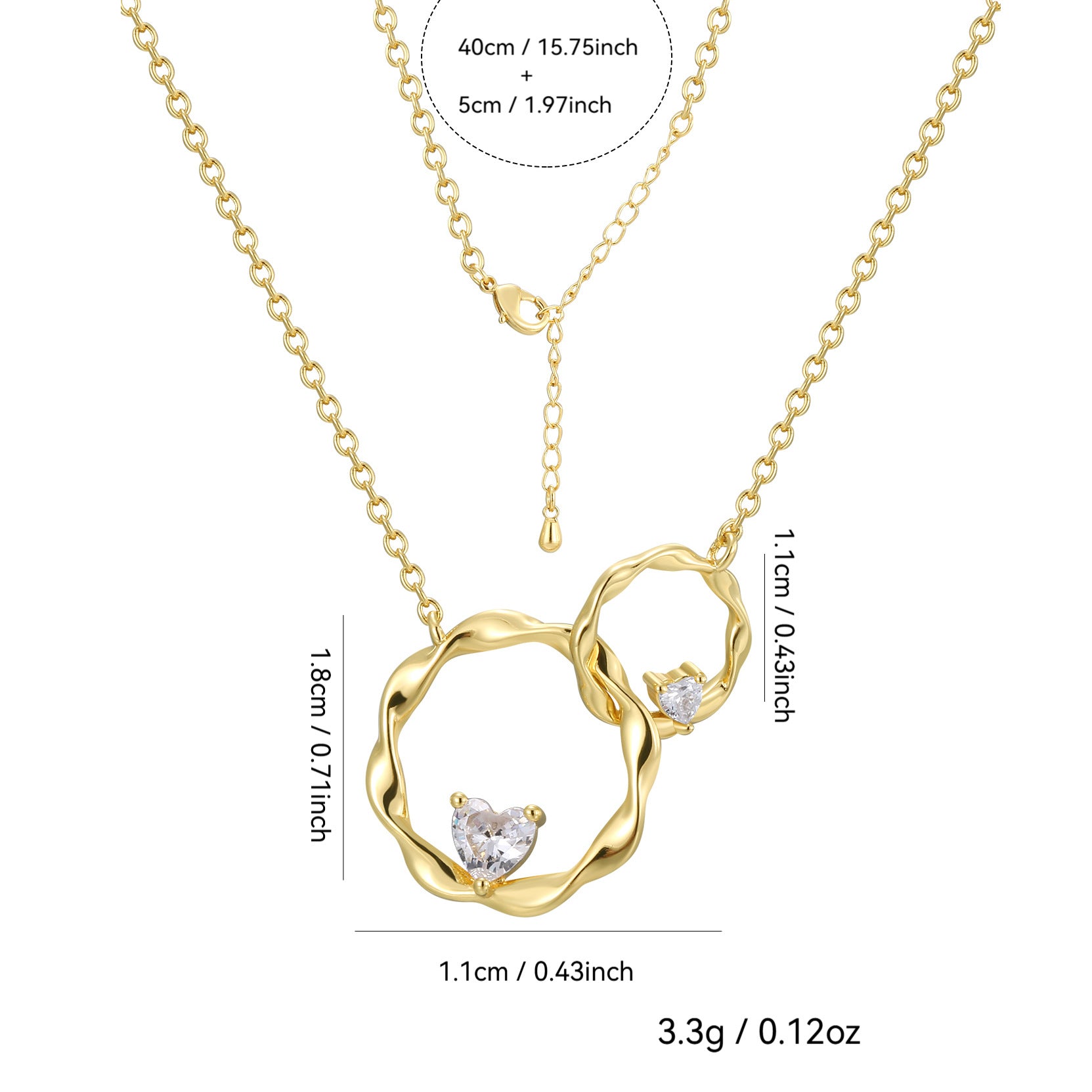 CYN0113 Mobius Double Ring Copper Necklace Pendant Simple Collarbone Chain