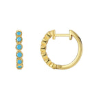 E0490 Fashion Blue Turquoise High-End Design Earrings for Women Brass Gold-Plated Simple Hoop Earrings