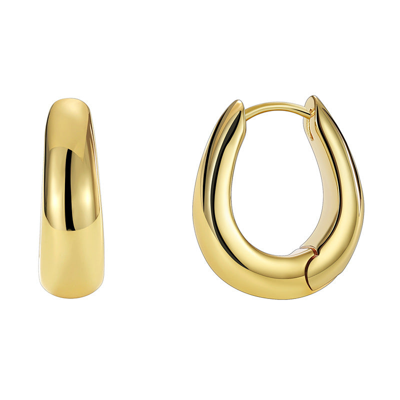 E0495 New Brass Gold-Plated Simple Design Earrings for Women Fashion Retro Ear Accessories