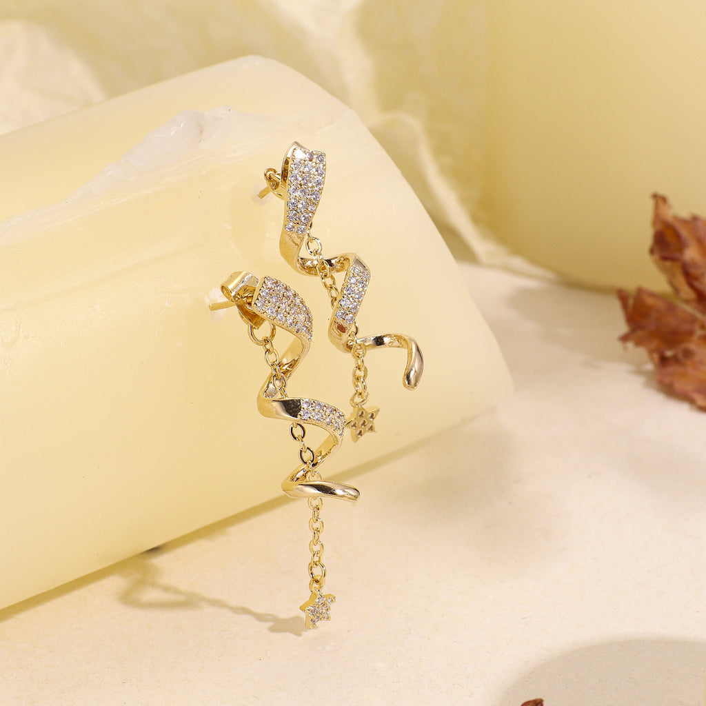 Spiral Curve Long Star Earrings for Women Minimalist Jewelry Earrings Ear Accessories Make Face Look Slim