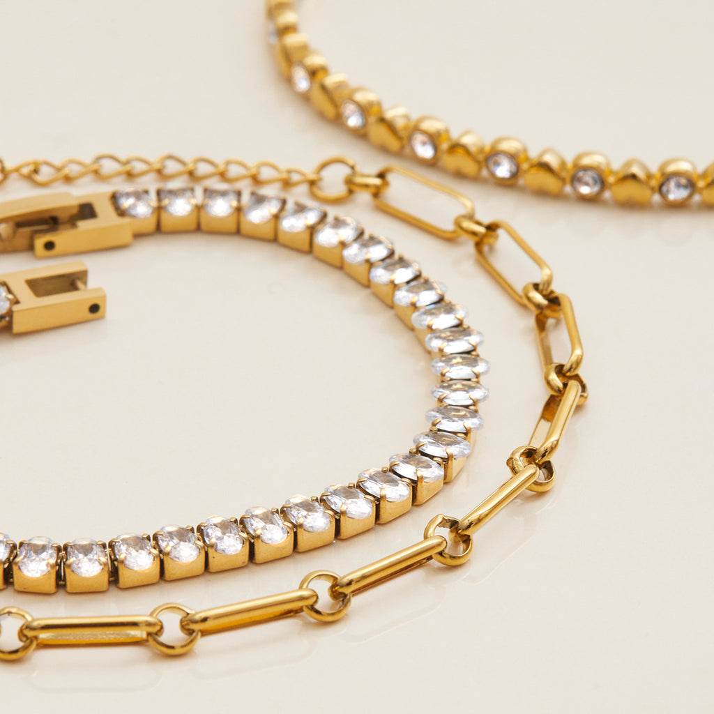 Stainless Steel Heart Zircon Bracelet Non-Fading Women's Jewelry