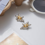 2H Original Stainless Steel Five-Pointed Star Earrings Design Sense Ear Jewelry for Women