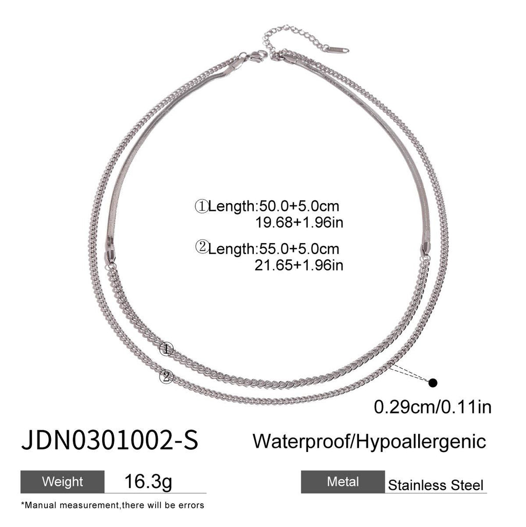 Double Layer Stacked Necklace Collarbone Chain Stainless Steel Jewelry Non-Fading