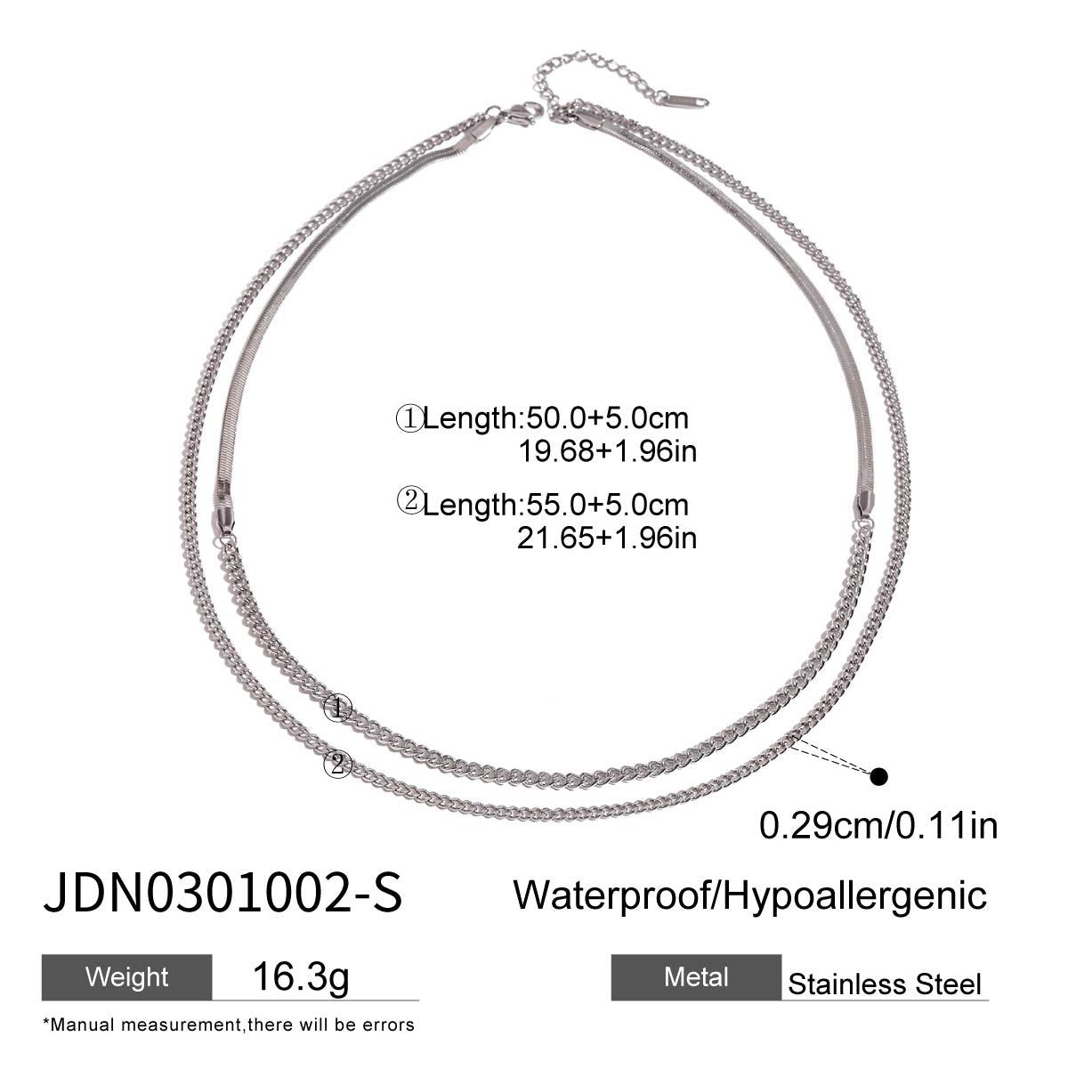 Double Layer Stacked Necklace Collarbone Chain Stainless Steel Jewelry Non-Fading