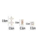 SE0261 S925Silver Three Rhombus Ear Bone Studs Design Sense Geometric Earrings Trendy Pendant