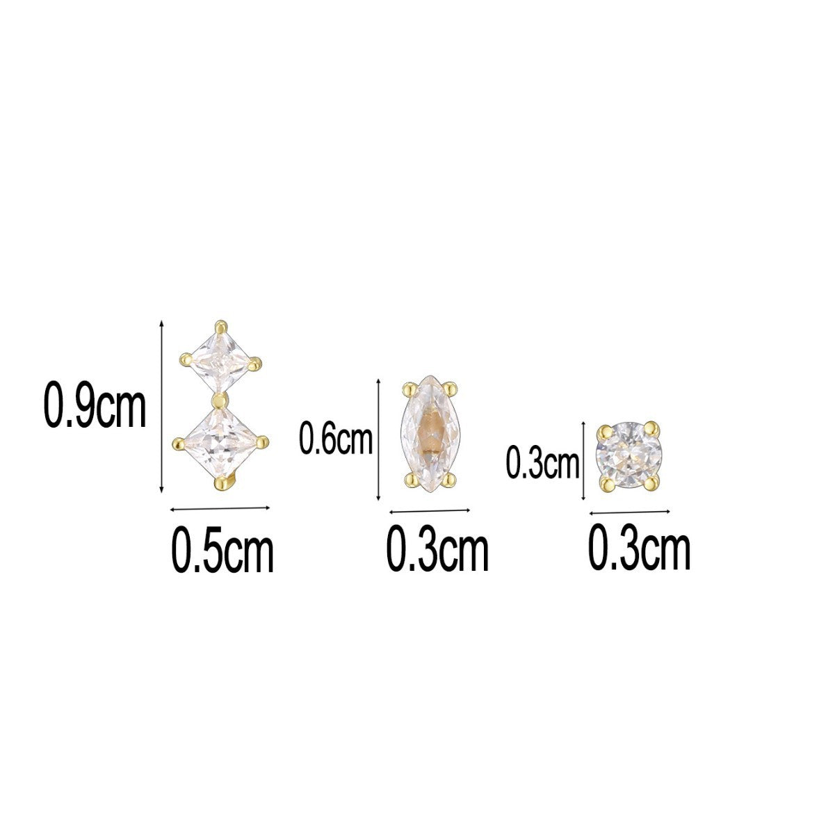 SE0261 S925Silver Three Rhombus Ear Bone Studs Design Sense Geometric Earrings Trendy Pendant