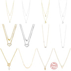 S925 Sterling Silver Dual Layer Cross Moon Necklace With Diamonds