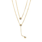 18K Gold Stainless Steel Y Exquisite Chain Jewelry Double Layer Shiny Water Drop Zircon Necklace for Women