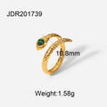 Stainless Steel Heart Zircon Ring — inner band view — alternate angle 2 — jewelry finish and design detail