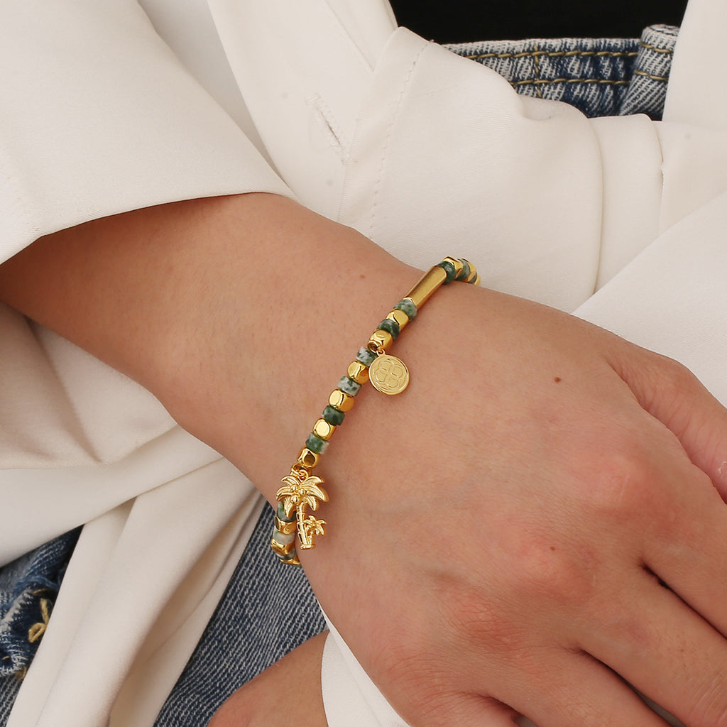CYB0234 Copper plating14k Golden Coconut Tree Beach Bohemian Vacation Design Bracelet
