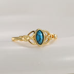 R0679 Modern Retro Design Ring for Women, Gold-Plated with Water Drop-Shaped Turquoise Fashion Tail Ring