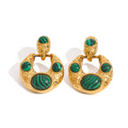Malachite Earrings Non-Fading Ear Jewelry Stainless Steel Accessories