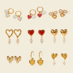 2H Stainless Steel Pearl Earrings Love Heart Stud Earrings Ear Jewelry 18K Gold Plated Jewelry
