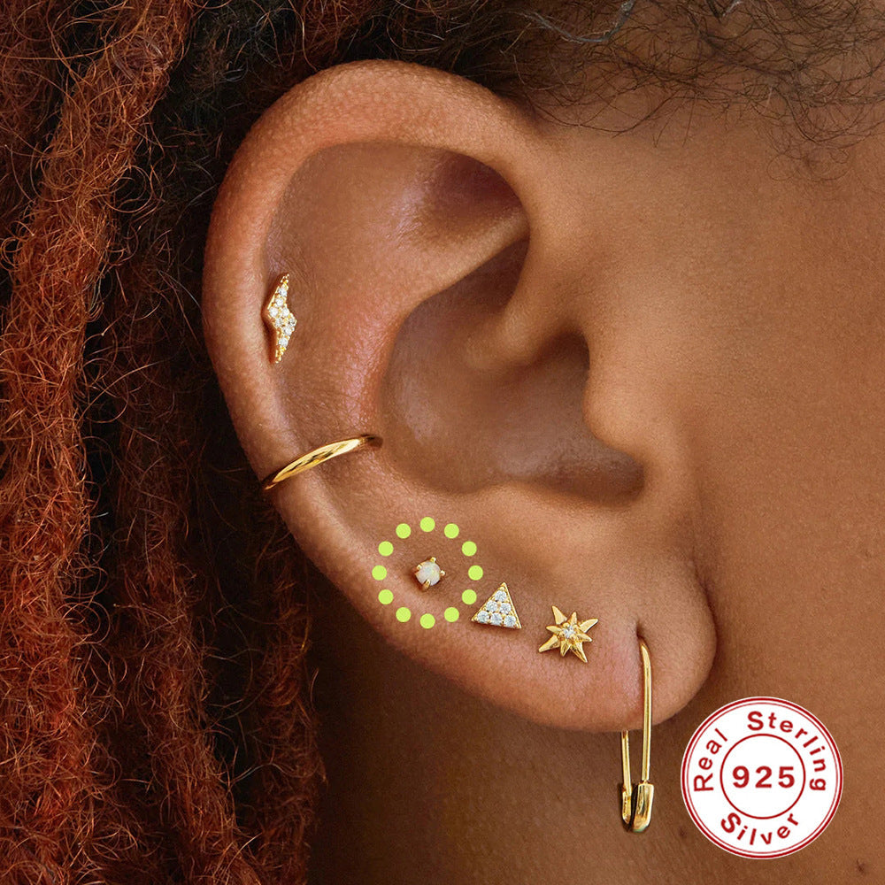 New S925Sterling Silver Stud Earrings18G Flat Head Push Piercing Cartilage Earrings Hot Selling Piercing Ear Lobe