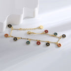 B0161 Fashion Colorful Circle Resin Bracelet for Women Brass Gold Plated Bohemian Style