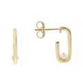 Gold-Plated Pearl Beaded Earrings — side profile