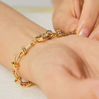 B0103 Copper plating18K Gold Personality Bowknot Small Circle Fashion Trendy Rope Couple Bracelet