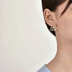 E0132 Korean Version Silver Needle Zircon Star Earrings for Women Trendy Fashion Stud Earrings One Pair Two Ways to Wear