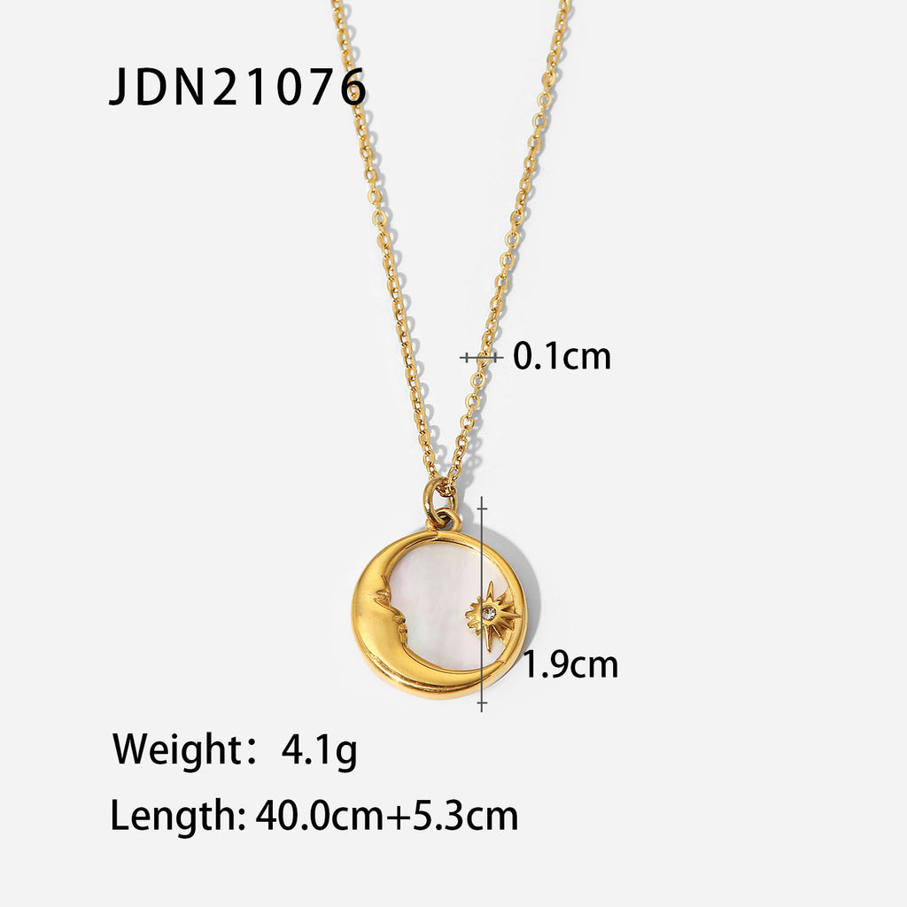 Jewelry French Retro Heart Necklace Stainless Steel Zircon Heart Pendant Necklace for Women