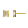 Gold-Plated Brass Square Pavé CZ Stud Earrings with Cubic zirconia Detail with gold-tone brass construction
