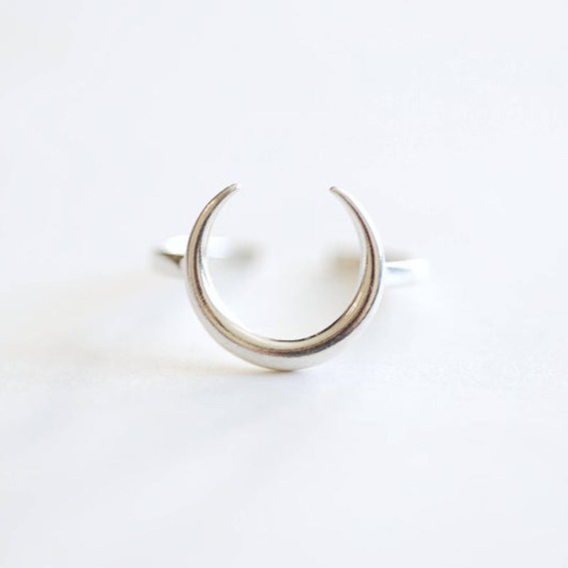S925Sterling Silver Creative Moon Open Ring Korean Version Xiaohongshu Bestselling Index Finger Ring