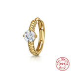 S925Sterling Silver Cartilage Piercing Diamond-Studded Hoop Earrings Ear Cuffs Ear Studs shien Hot-selling Punk Style Ear Cuff