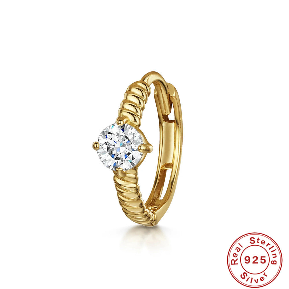 S925Sterling Silver Cartilage Piercing Diamond-Studded Hoop Earrings Ear Cuffs Ear Studs shien Hot-selling Punk Style Ear Cuff