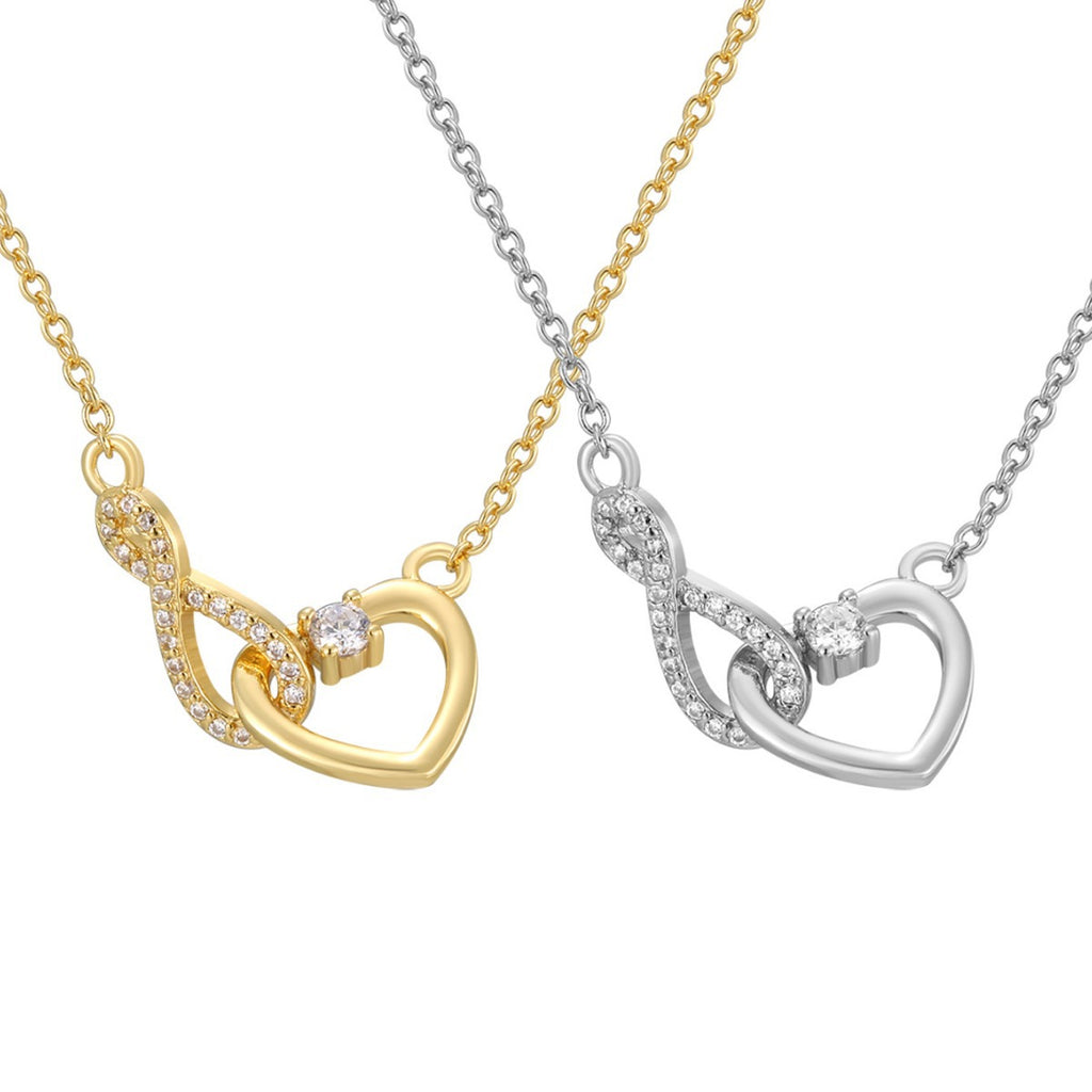 CYN0112 Infinite Love Copper Necklace Vintage Fashion Butterfly Tassel Heart-shaped Collarbone Chain