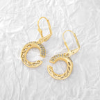 E0326 Korean Style Simple Hollow Out Design C Zirconia Inlaid Earrings for Women Copper Plated18K Gold Fashion Earrings