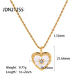 Gold-Tone Heart Cubic Zirconia Pendant Stainless Steel Necklace with a heart design profile
